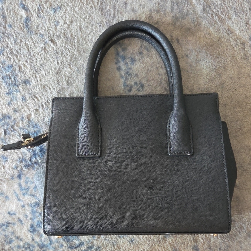 kate spade Black Leather Top-Handle Satchel with Gold Logo - Picture 2 of 4
